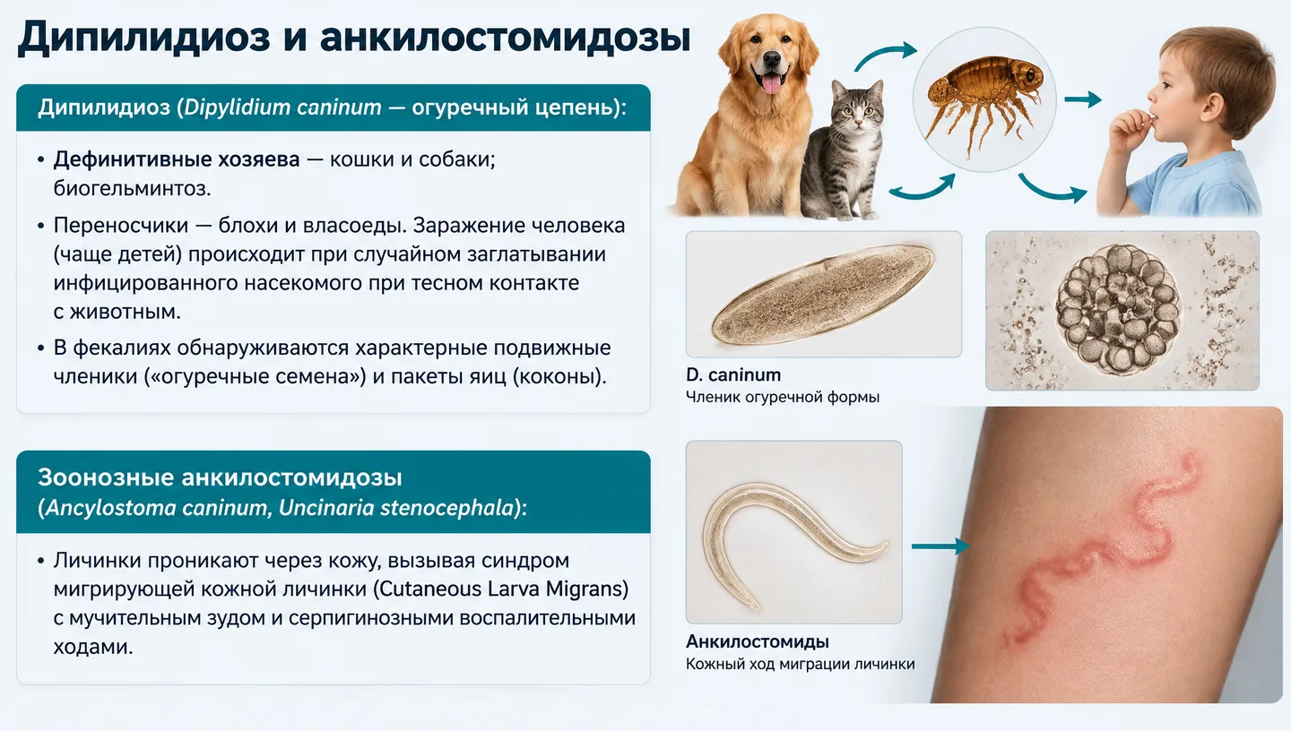Дипилидиоз и анкилостомидозы