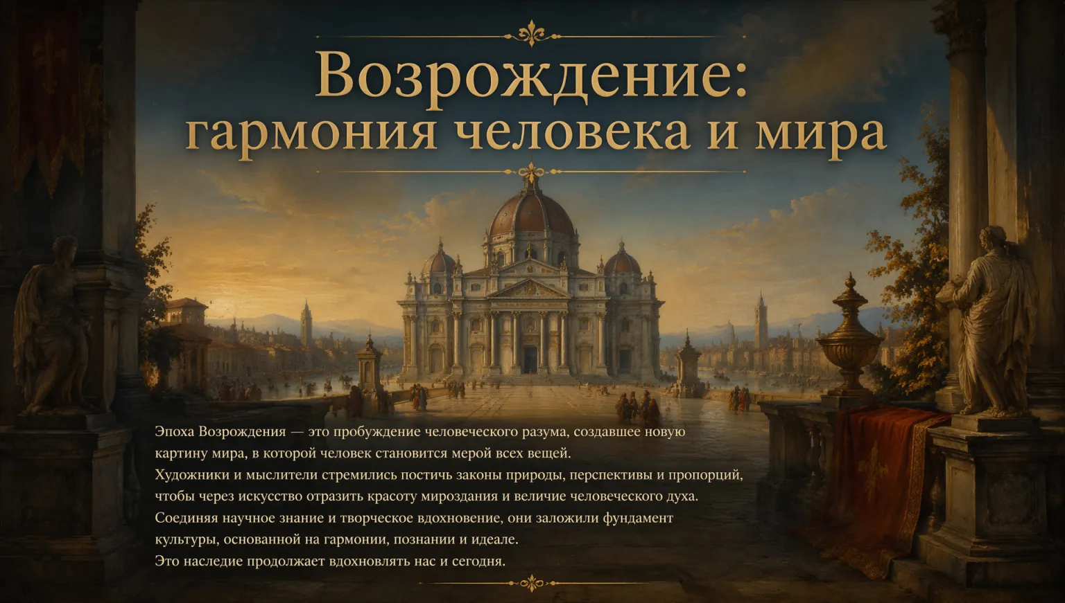 Титульный слайд презентации по истории искусства — пример лекции