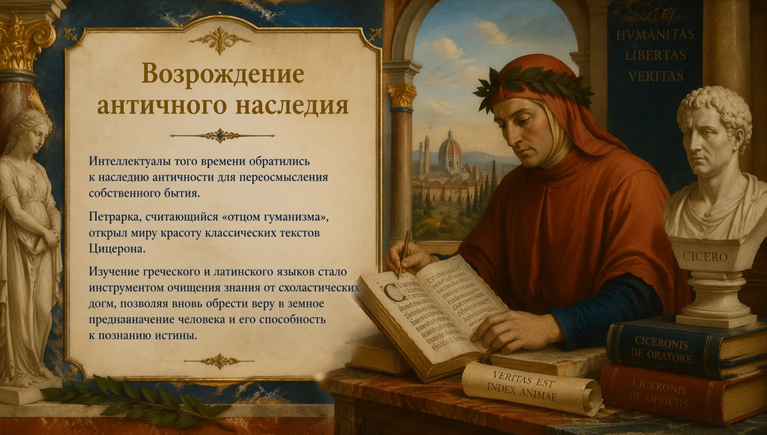 Слайд из учебной презентации по истории Возрождения — сделан ИИ из методички