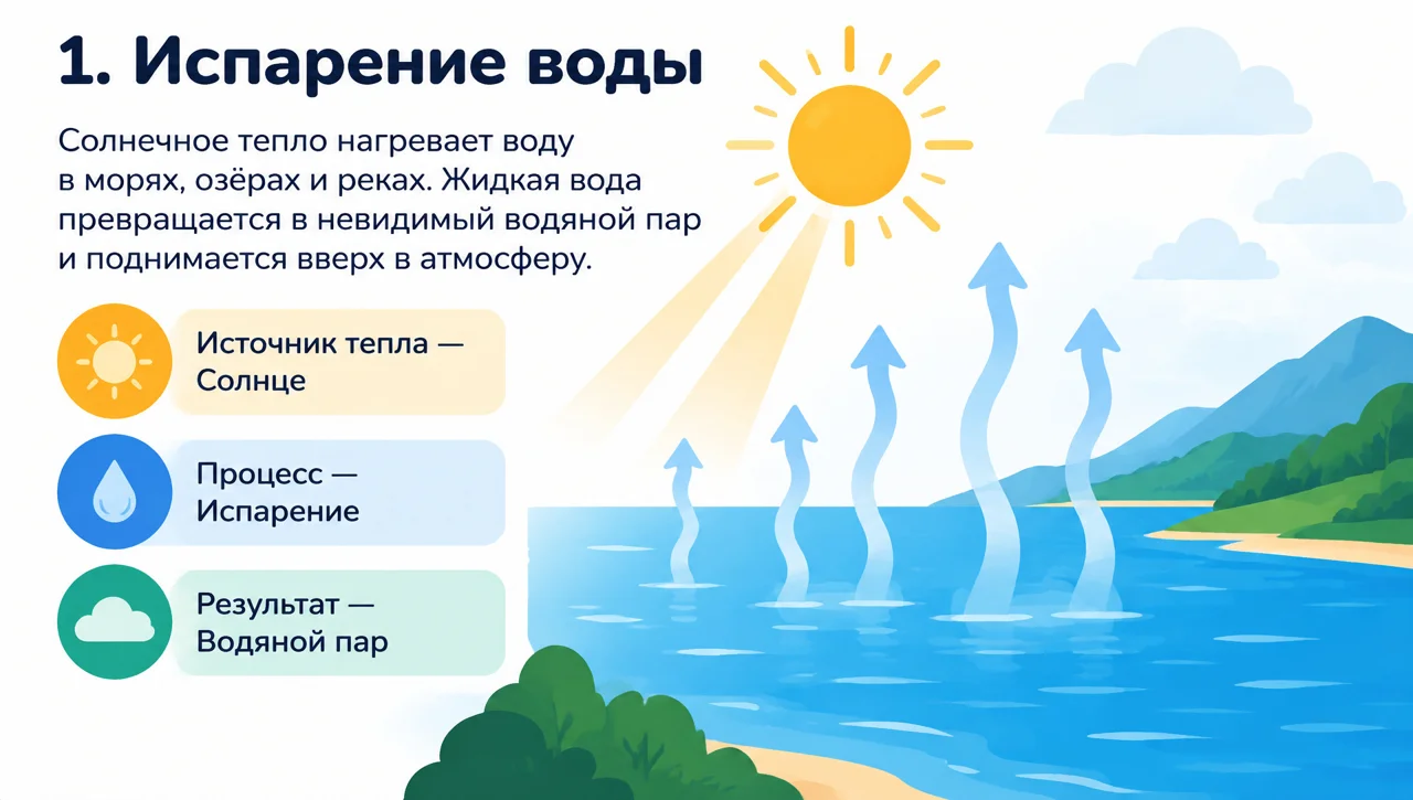 Слайд 1: Испарение воды